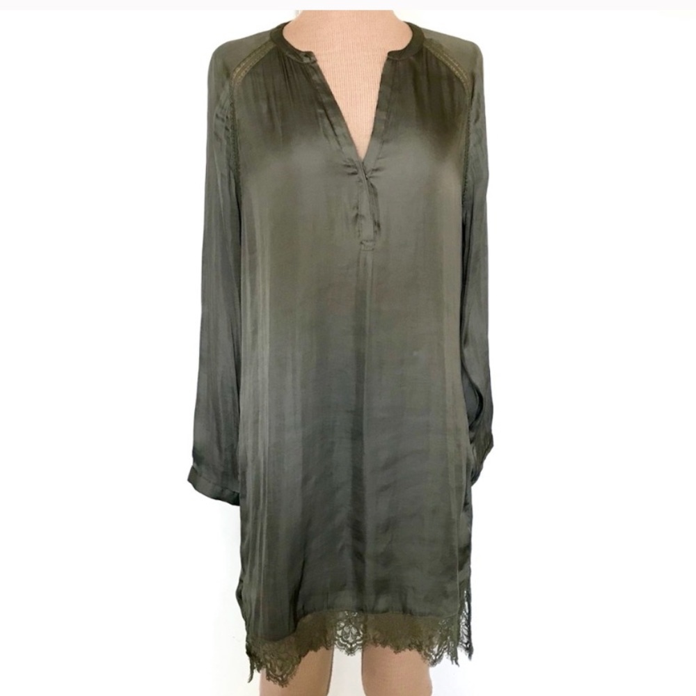 H&M Olive Satin-Like Dress